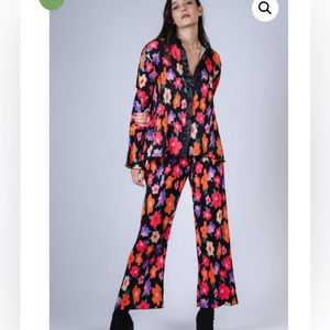 Silk & Salt Acaica Black, Pink, Orange Funky + Floral Pajamas Loungewear Set